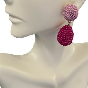 Stella & Dot Purple Seed Bead Drop Earrings 1 5/8” long